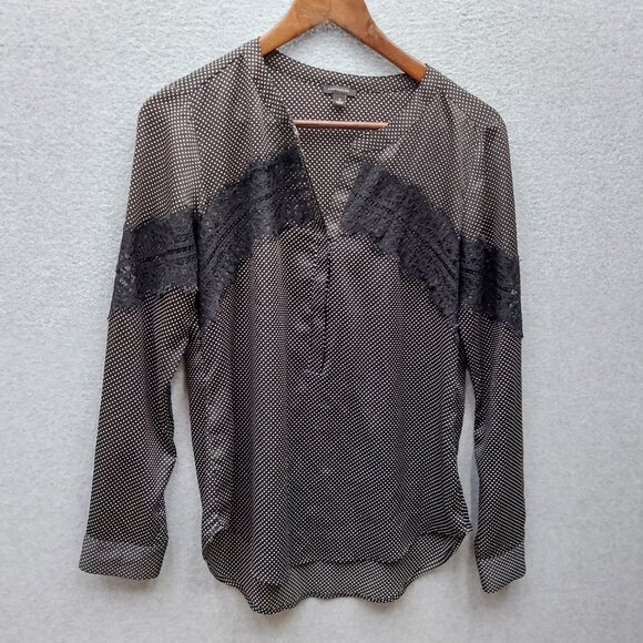 Ann Taylor Black & White Polka Dot Blouse S - Picture 1 of 4